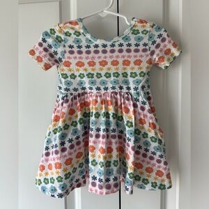 Ruffle Butts Floral Rainbow Twirl Dress w/Bow (Size 12-18 Months)